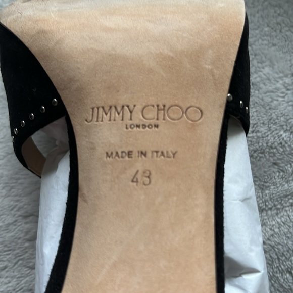 Jimmy CHOO dressy sandals Ivette 85 heel size 43 black suede w/micro studs - Picture 4 of 13